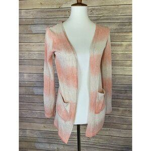 Vero Moda Womens XS Open Front Cardigan Sweater Ombre Stripe Pockets Lightweight